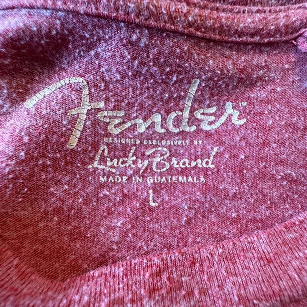 Lucky Brand x Fender T-Shirt Adult Large Heather Red Casual Grunge - Picture 8 of 8